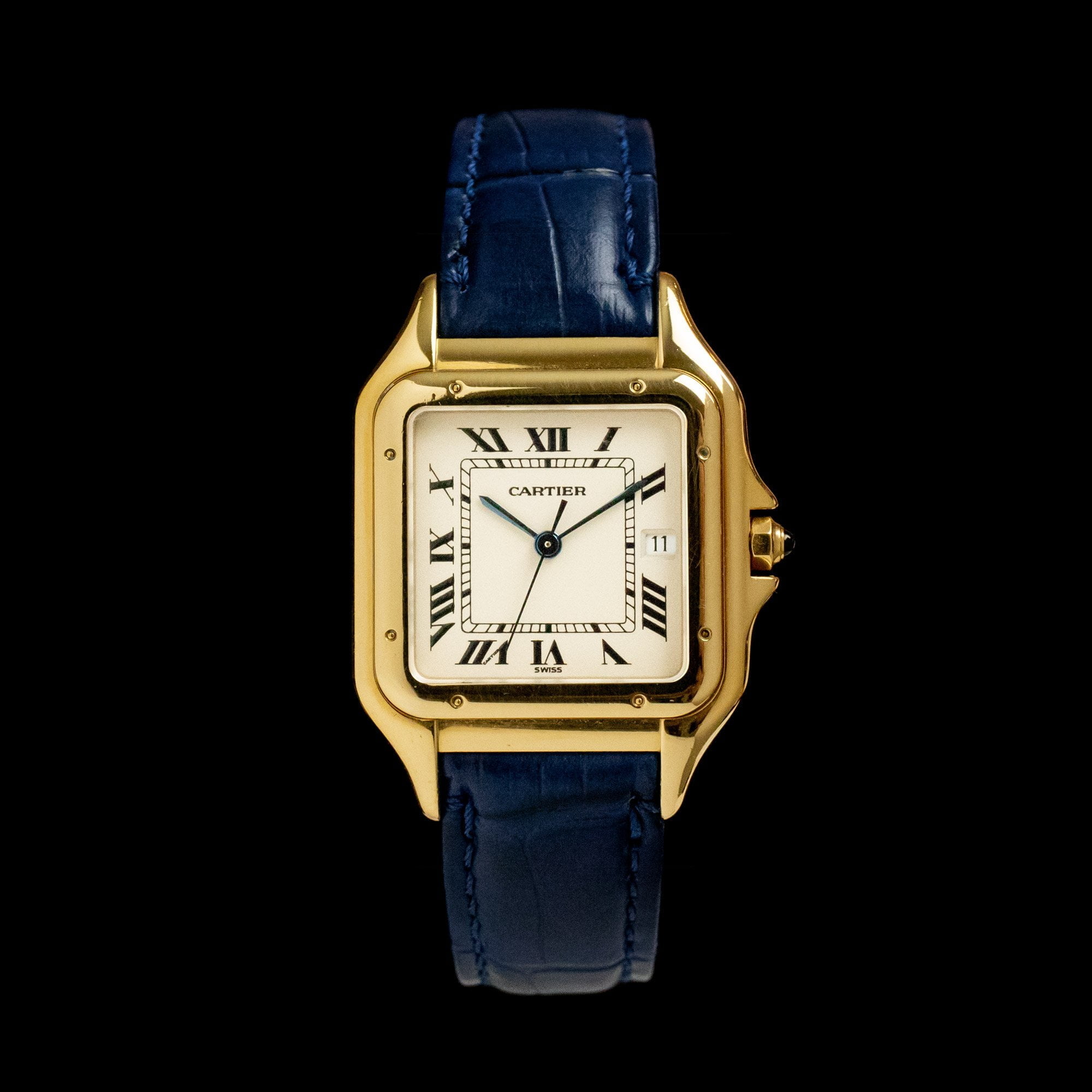 cartier panthere watch with leather strap