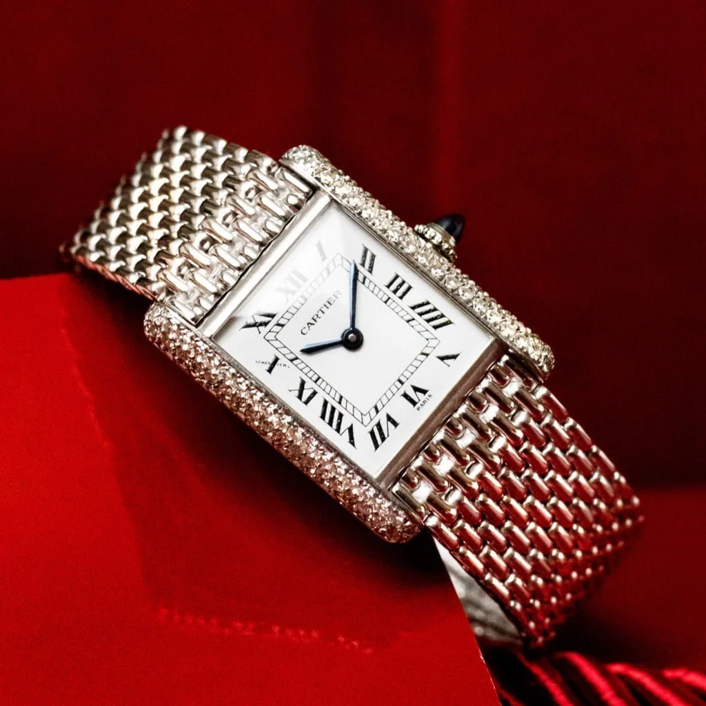 Cartier Tank Louis Paris 78087 Factory Diamond Set Amsterdam Vintage Watches