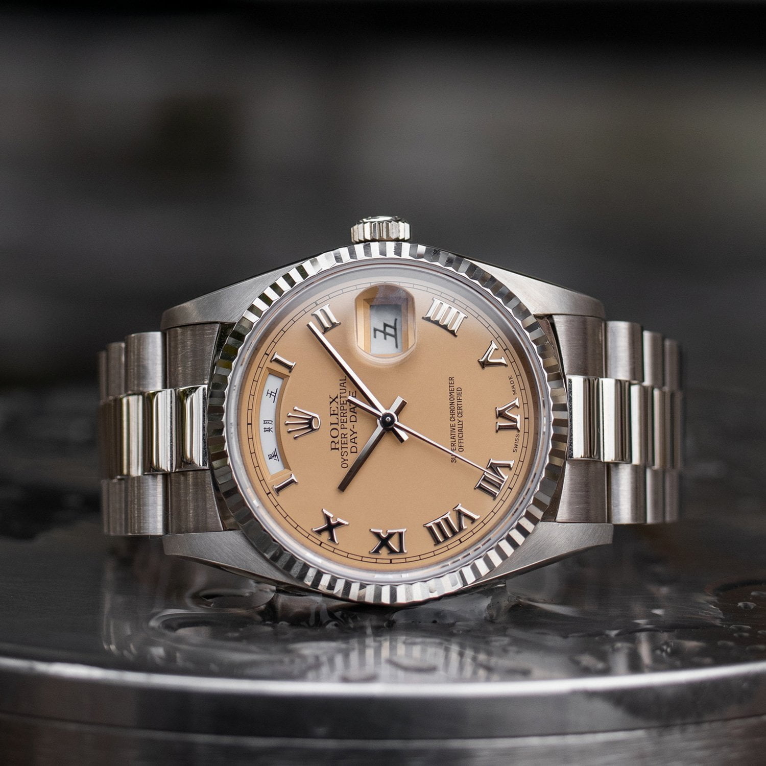 rolex day date salmon dial