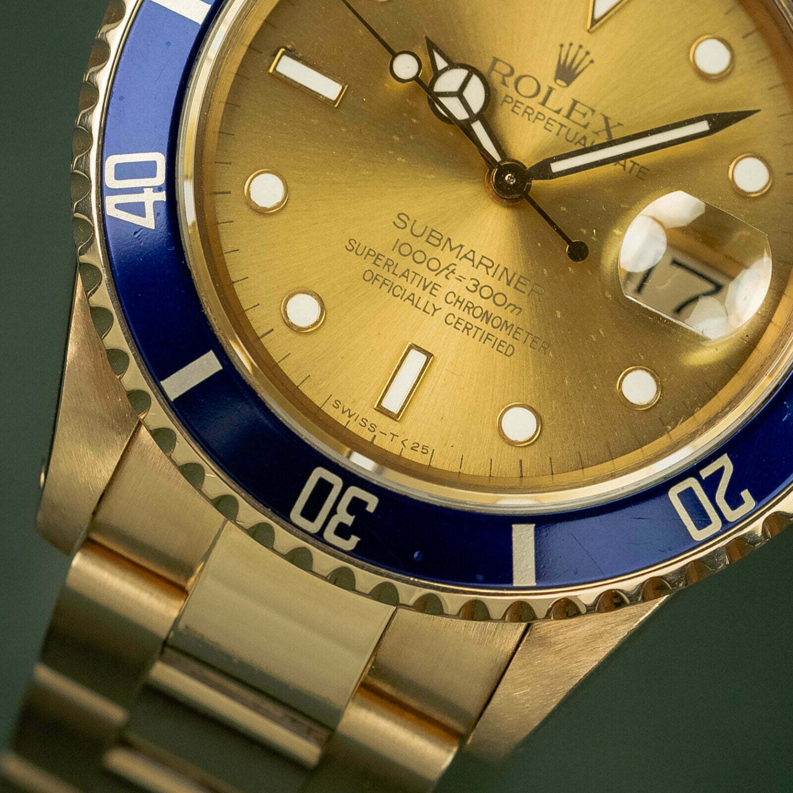 Rolex Submariner 16808 Gold Tropical Green Dial Full Set Papers -  Awadwatches